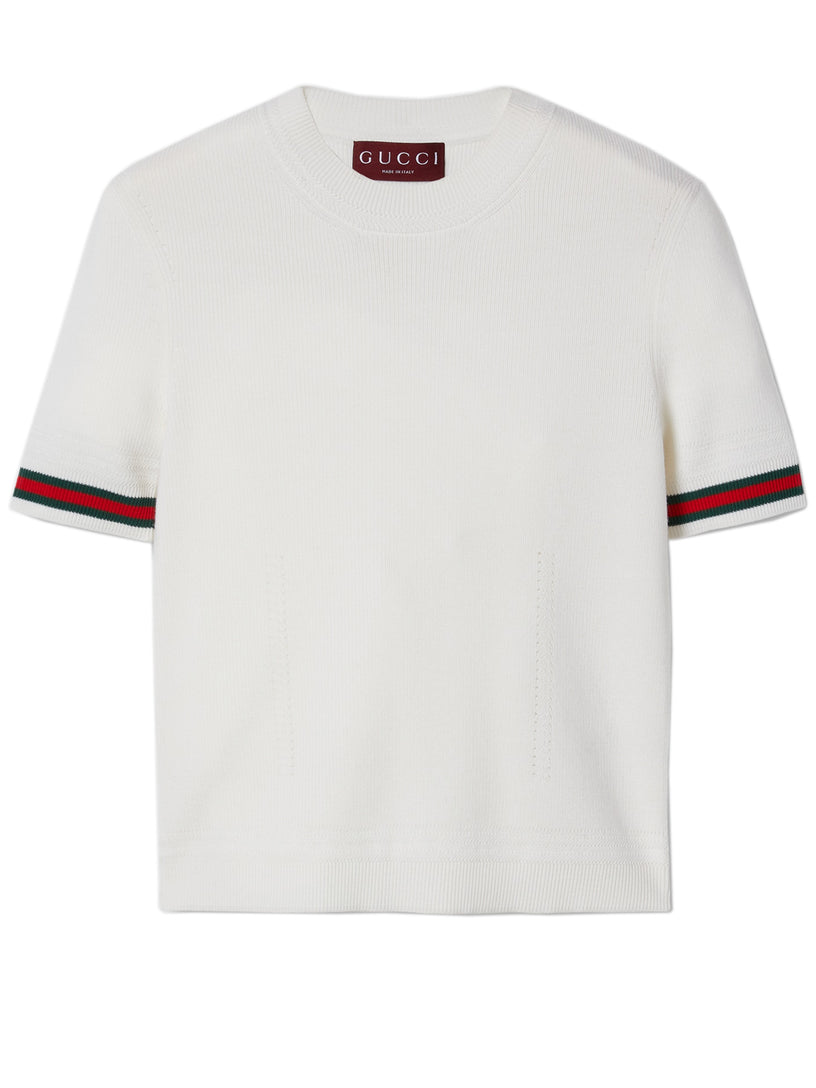 GUCCI Extra fine wool top with web