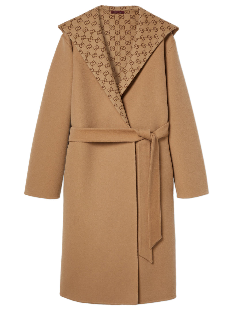 GUCCI Reversible coat in gg silk blend wool