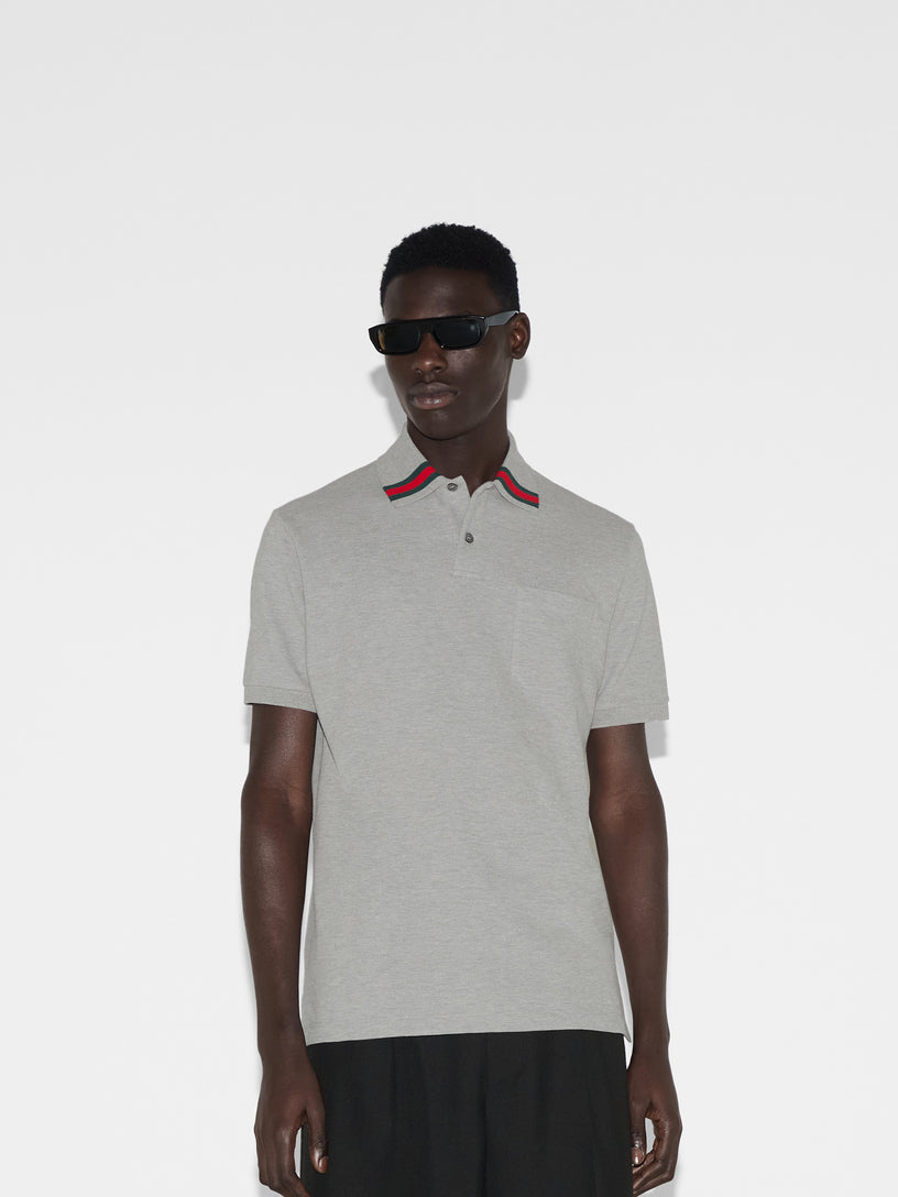 Cotton polo shirt with web