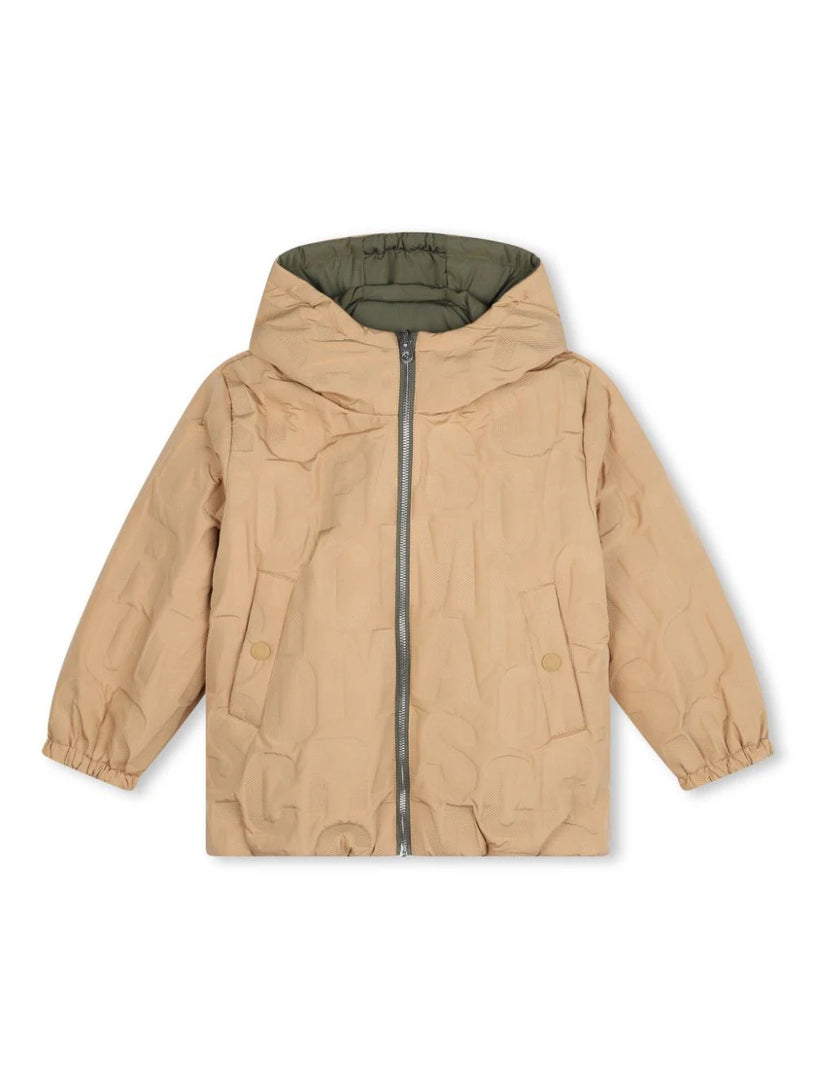 Reversible down jacket with hood