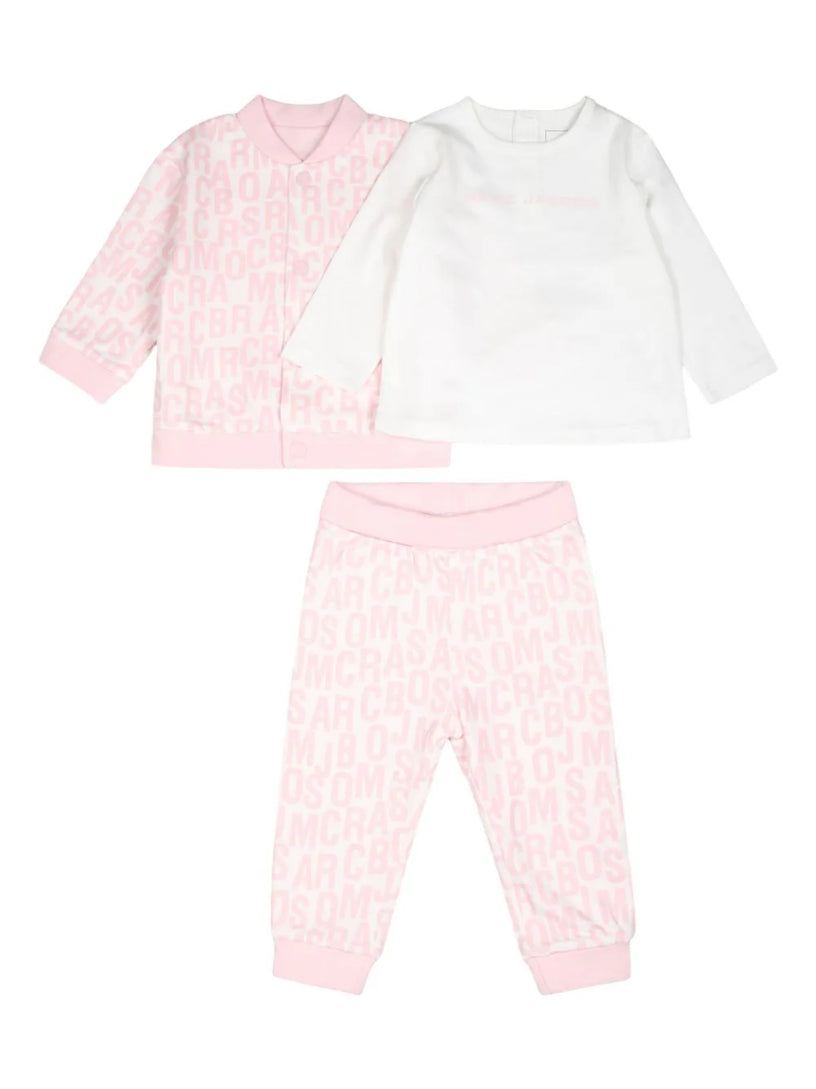 Marc Jacobs Kids Pink suit with all-over logo