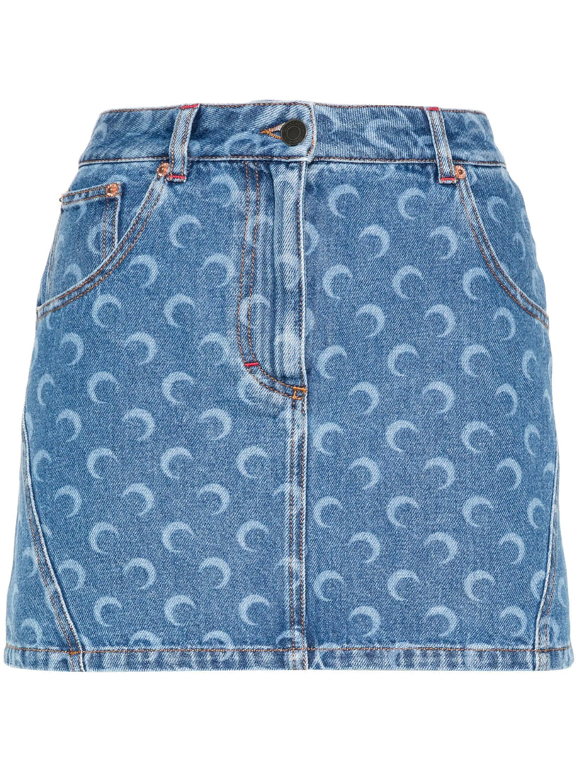 MARINE SERRE Moon denim mini skirt