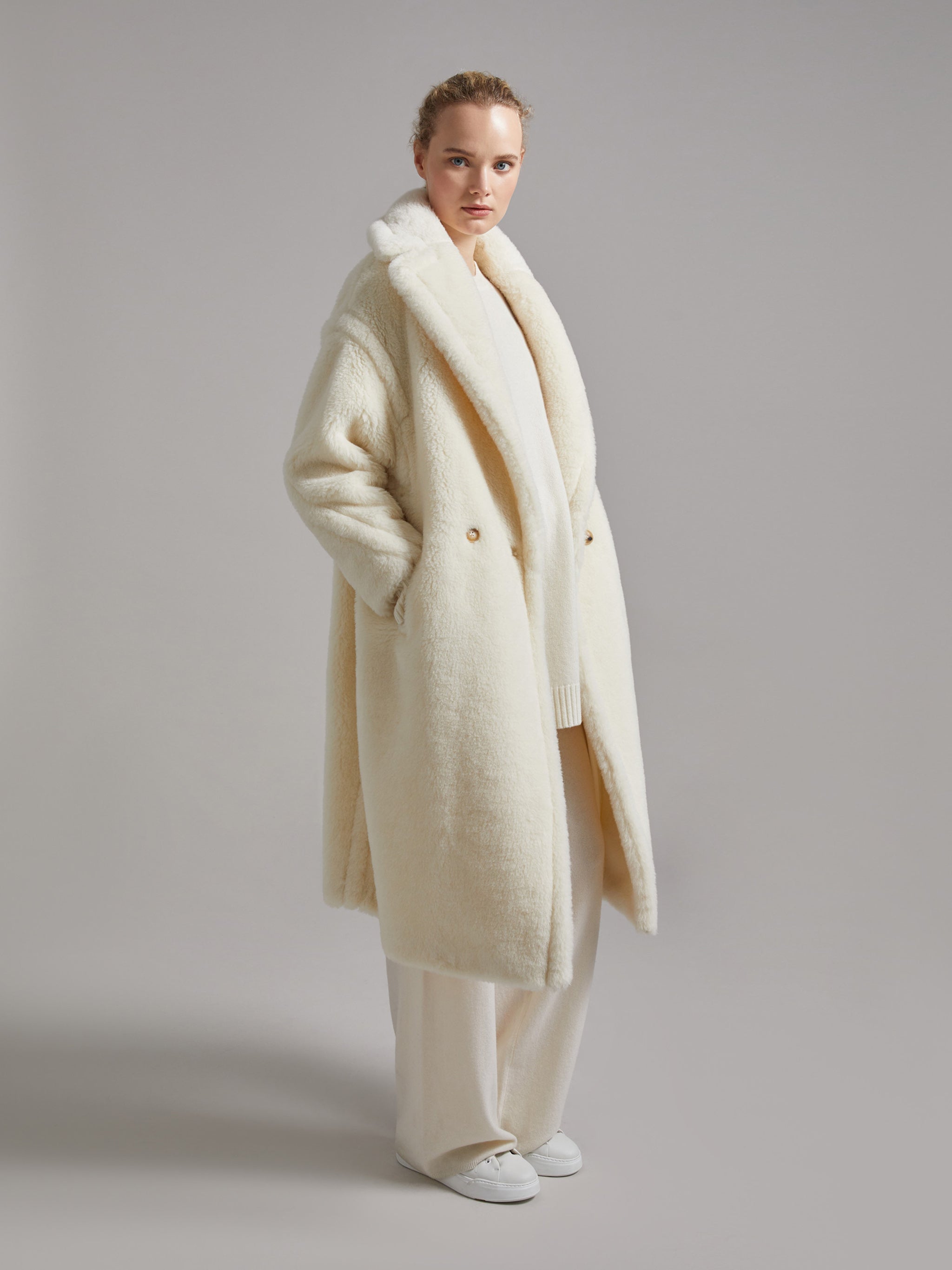 Teddy Bear Icon Coat in alpaca and wool Max Mara Bianco Grifo210