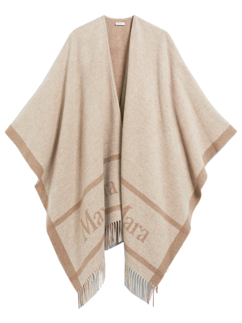 Max Mara Hilde wool poncho with jacquard logo