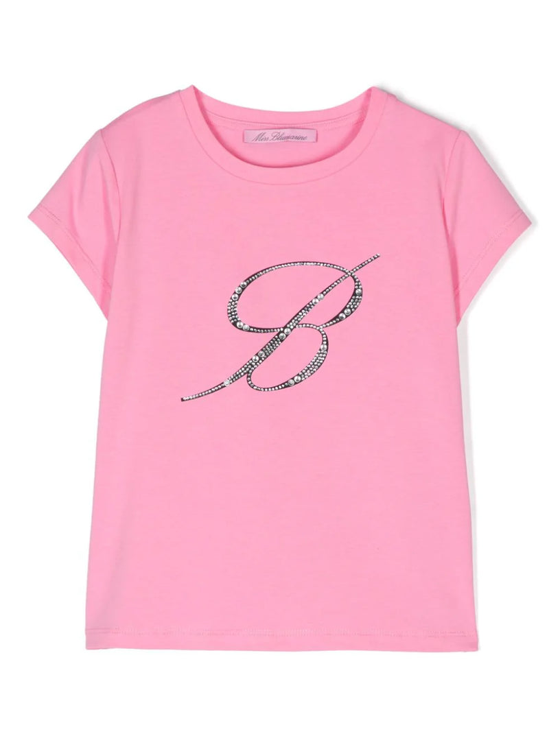 Miss Blumarine T-shirt with rhinestone logo