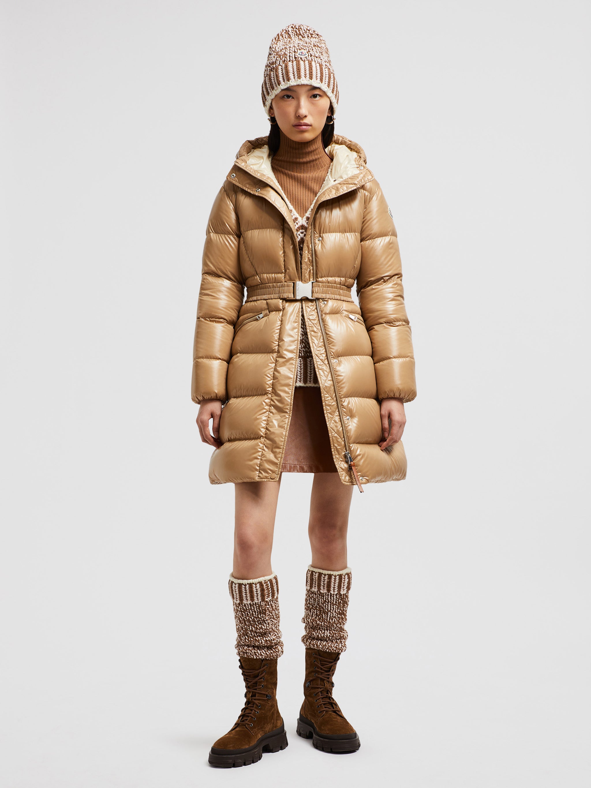 Beige moncler coat fashion