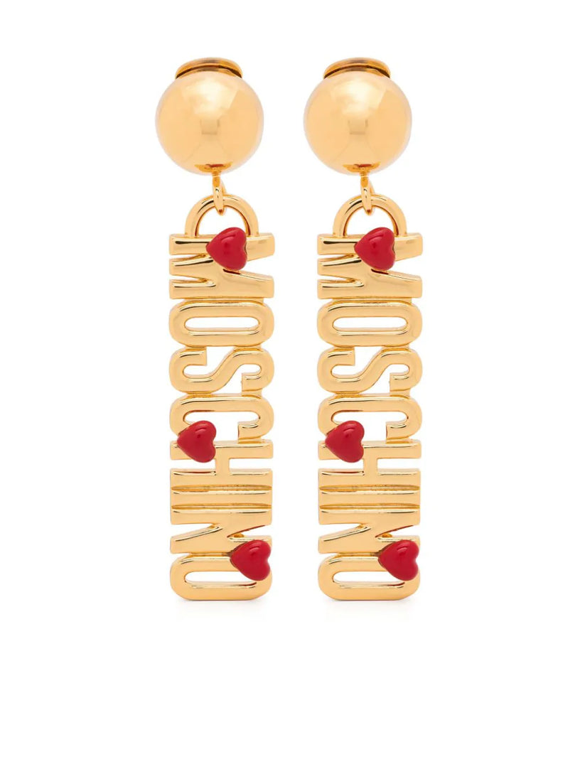 Moschino Lettering logo drop earrings