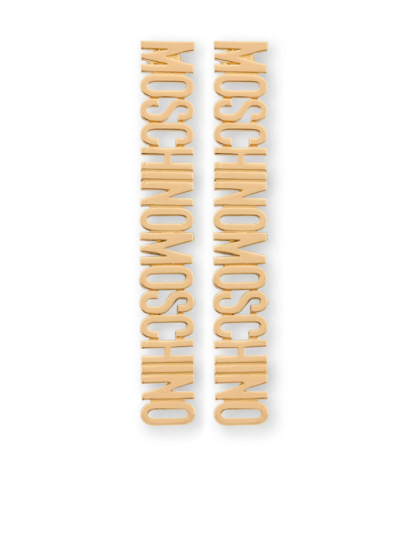 Moschino Logo lettering drop earrings