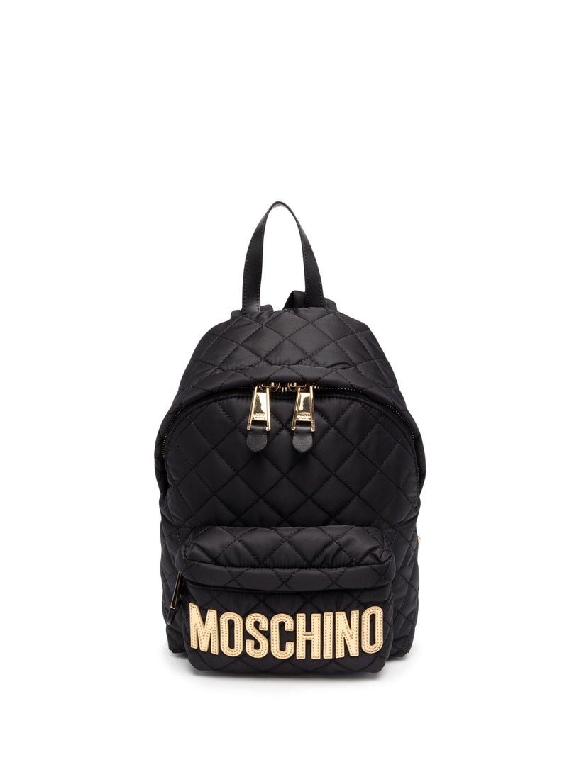 Quilted backpack with logo