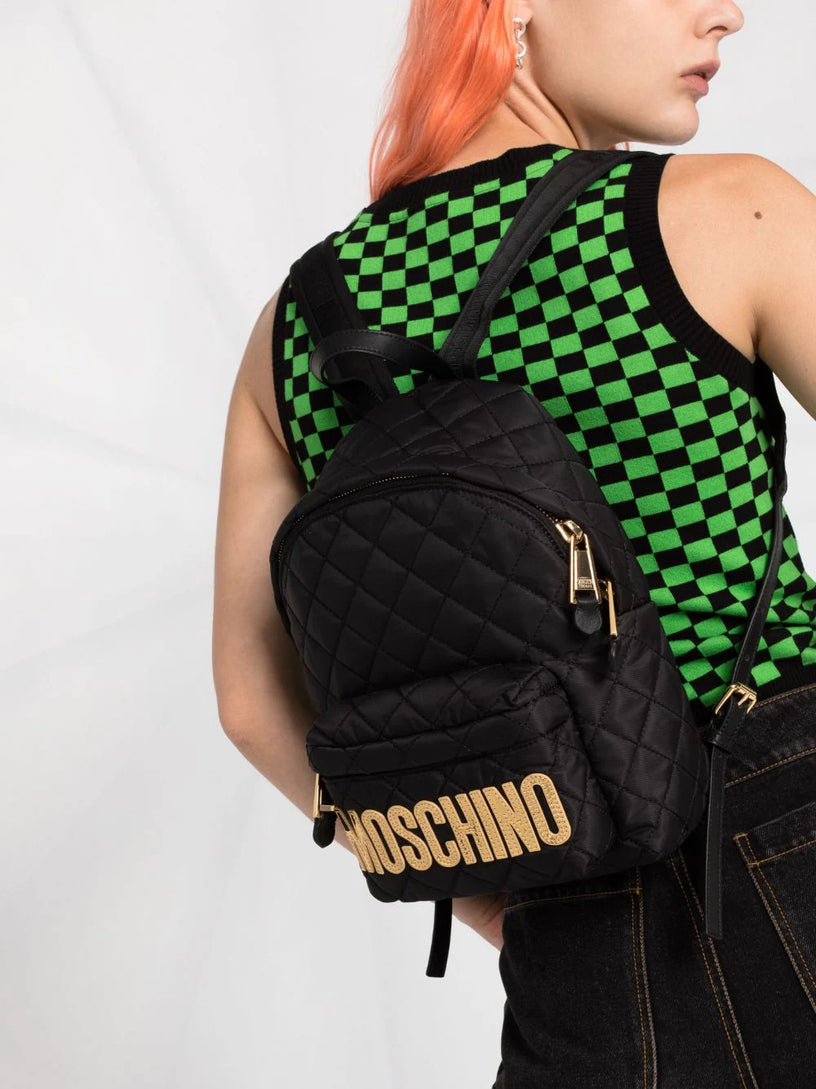 Quilted backpack with logo