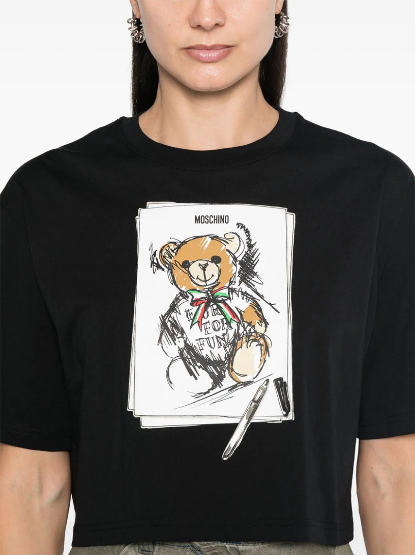 Drawn Teddy Bear cropped t-shirt