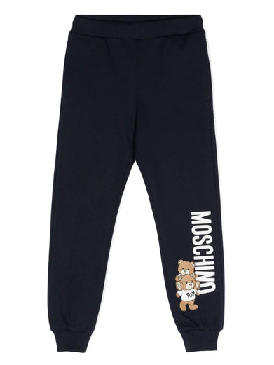 Teddy Bear-print cotton track pants