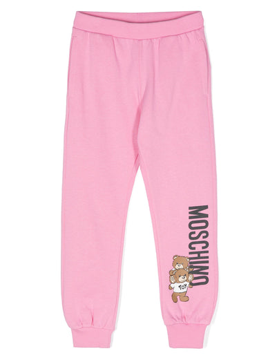 Teddy Bear-print cotton track pants