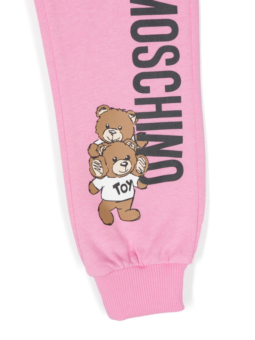 Teddy Bear-print cotton track pants