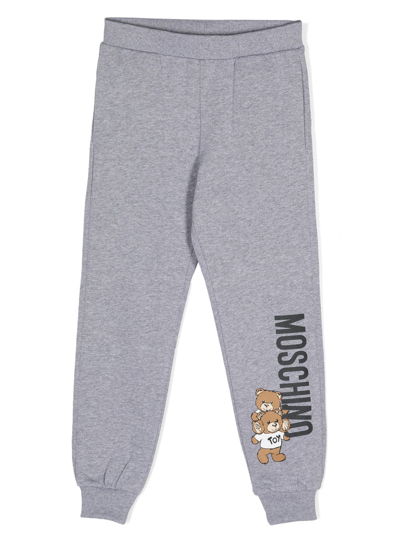 Teddy Bear-print cotton track pants