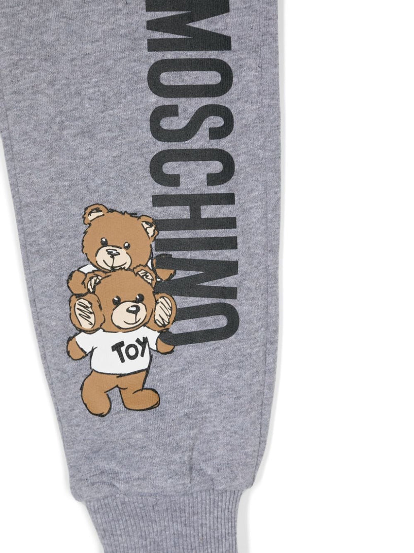 Teddy Bear-print cotton track pants