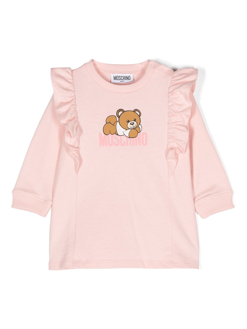 Moschino Kids Short dress with teddy bear print