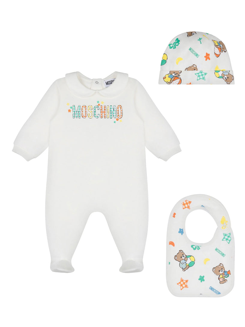 Moschino Kids Teddy bear onesie set with print