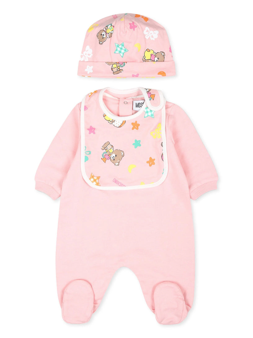 Moschino Kids Teddy bear onesie set with print