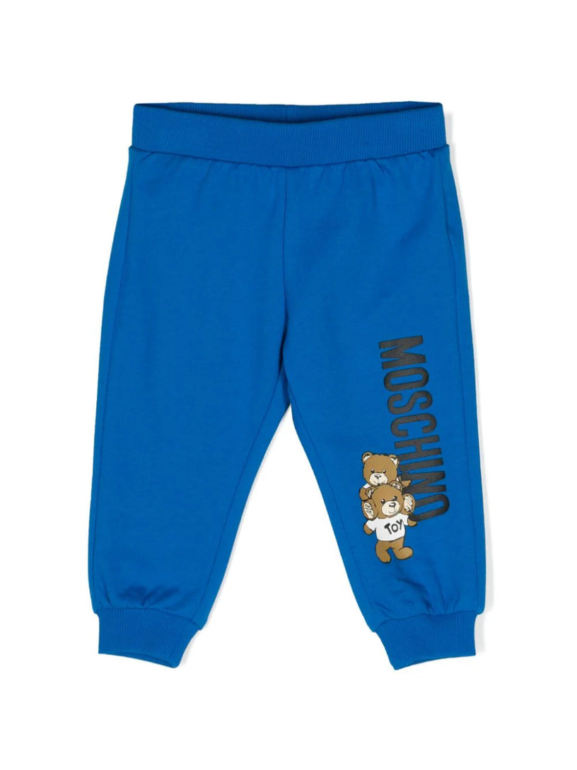 Teddy Bear-print cotton track pants