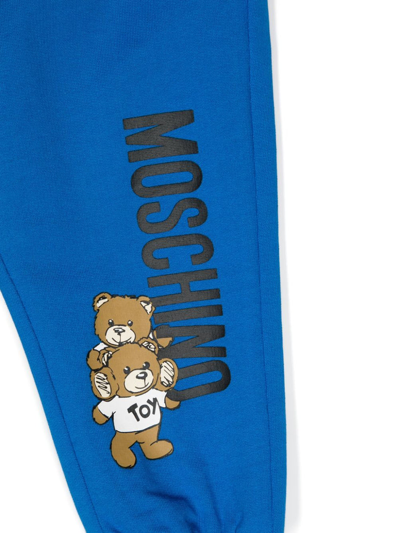 Teddy Bear-print cotton track pants