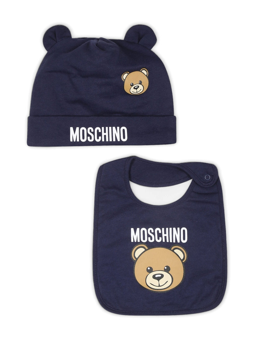 Moschino Kids Beanie set with teddy bear print