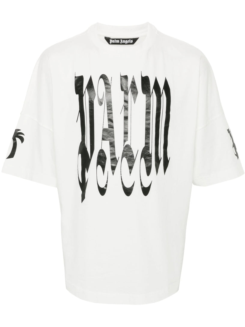 PALM ANGELS Gothic logo over t-shirt