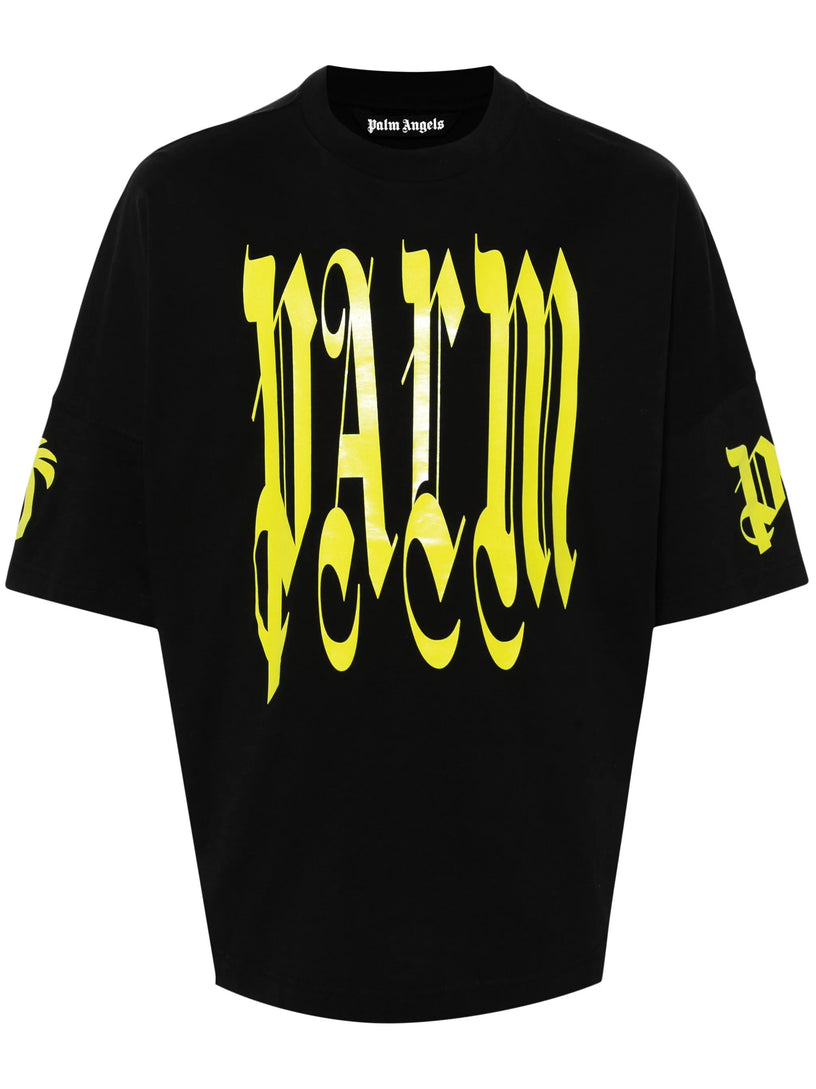 PALM ANGELS Gothic logo over t-shirt