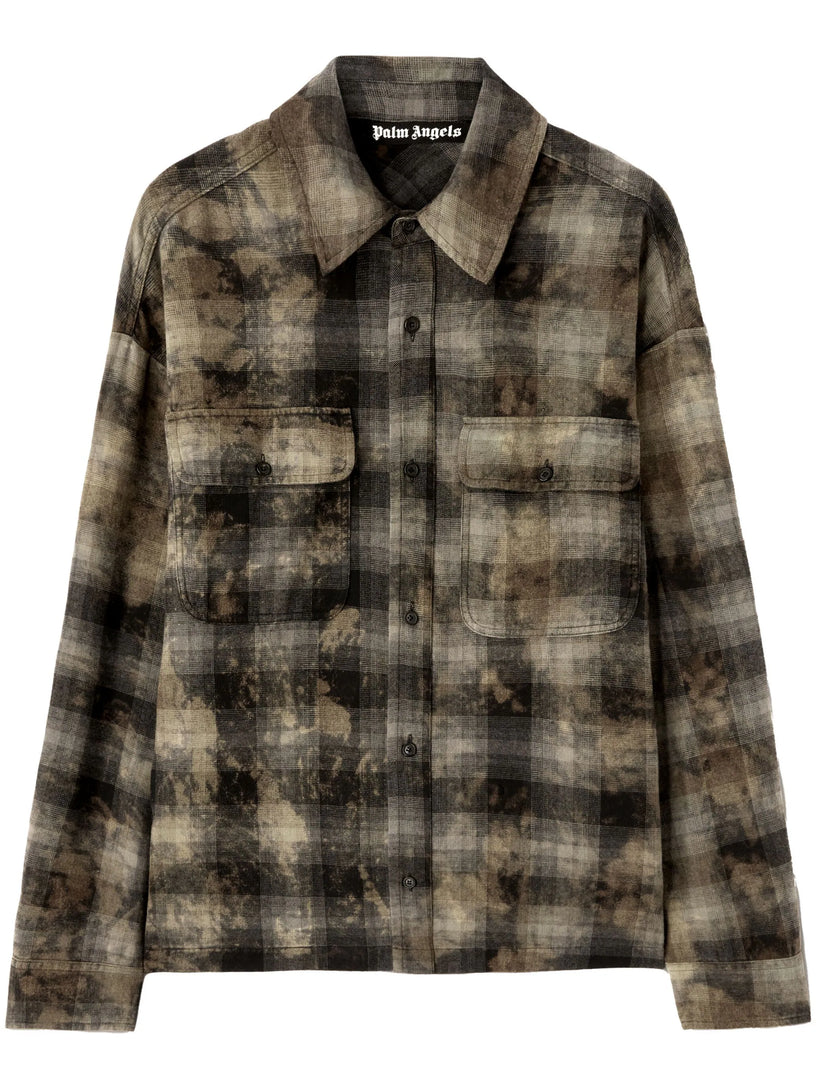 PALM ANGELS Curved logo check shirt