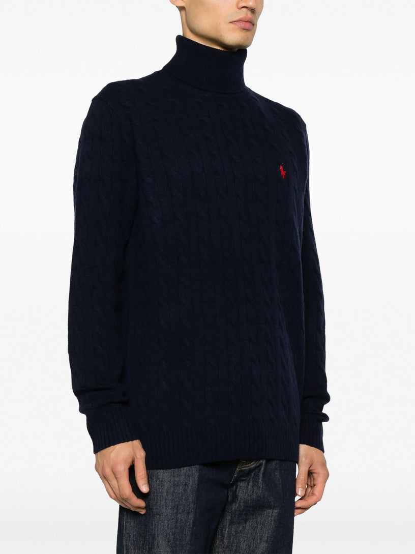 Cashmere and wool cable knit turtleneck