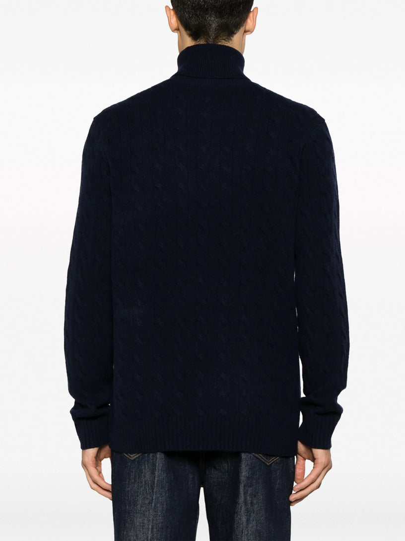 Cashmere and wool cable knit turtleneck