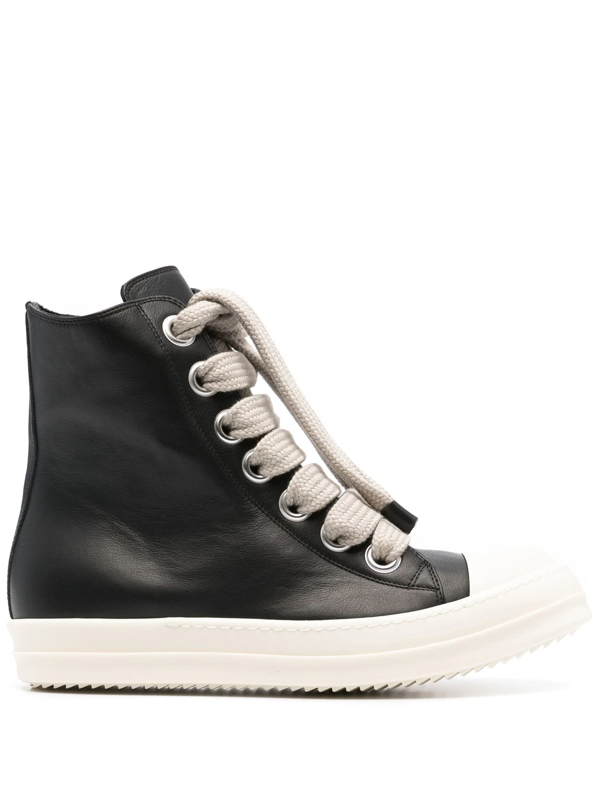 Jumbolaced sneakers in black/pearl/milk grain calf leather RICK OWENS Nero  | Grifo210