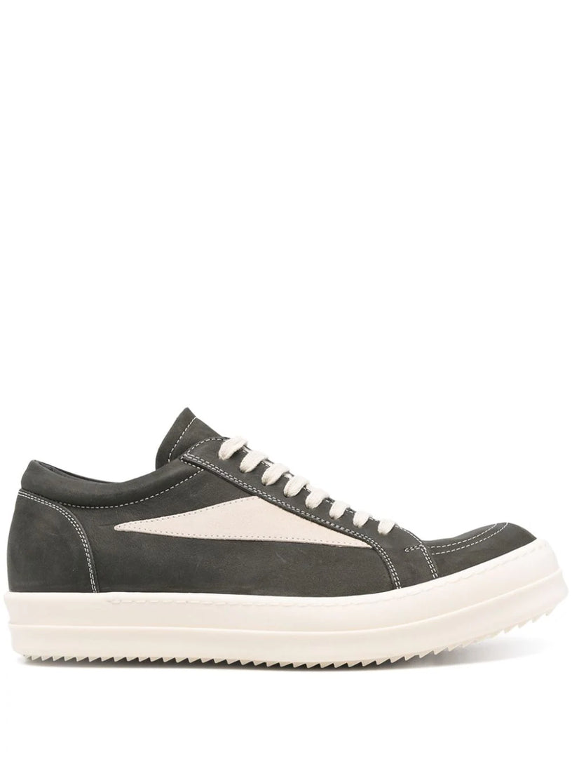 RICK OWENS Vintage sneaks in forest/milk greywolf nubuck and velour suede