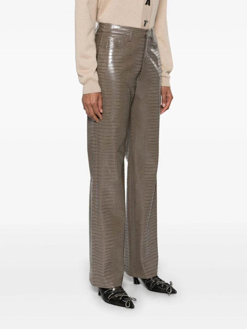 Textured straight pants brown