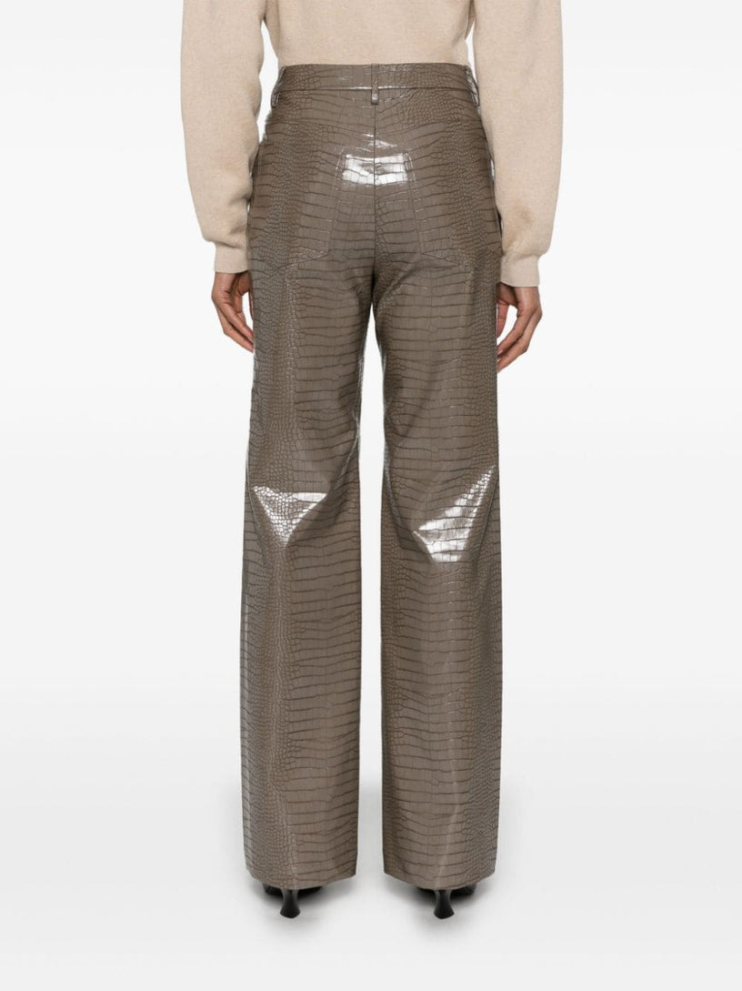 Textured straight pants brown