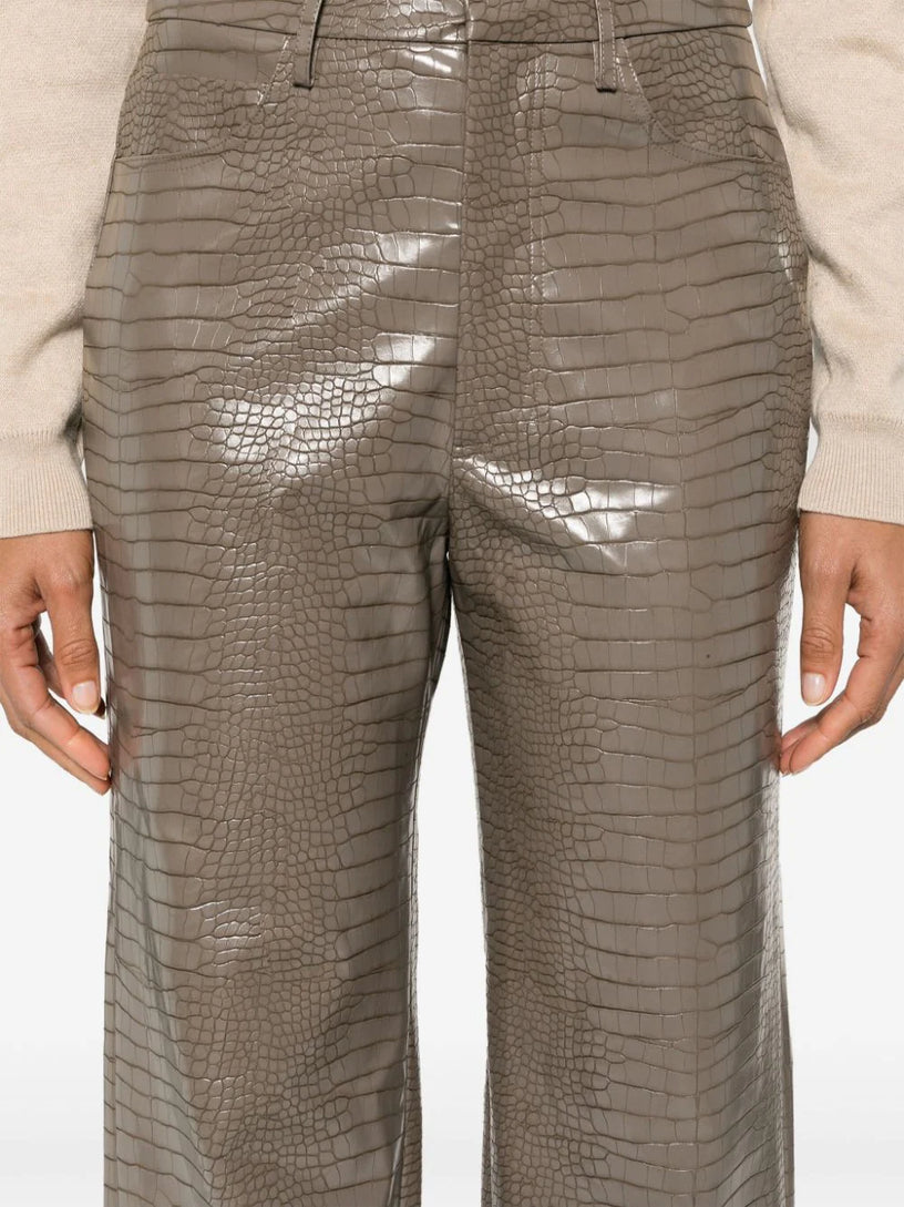 Textured straight pants brown