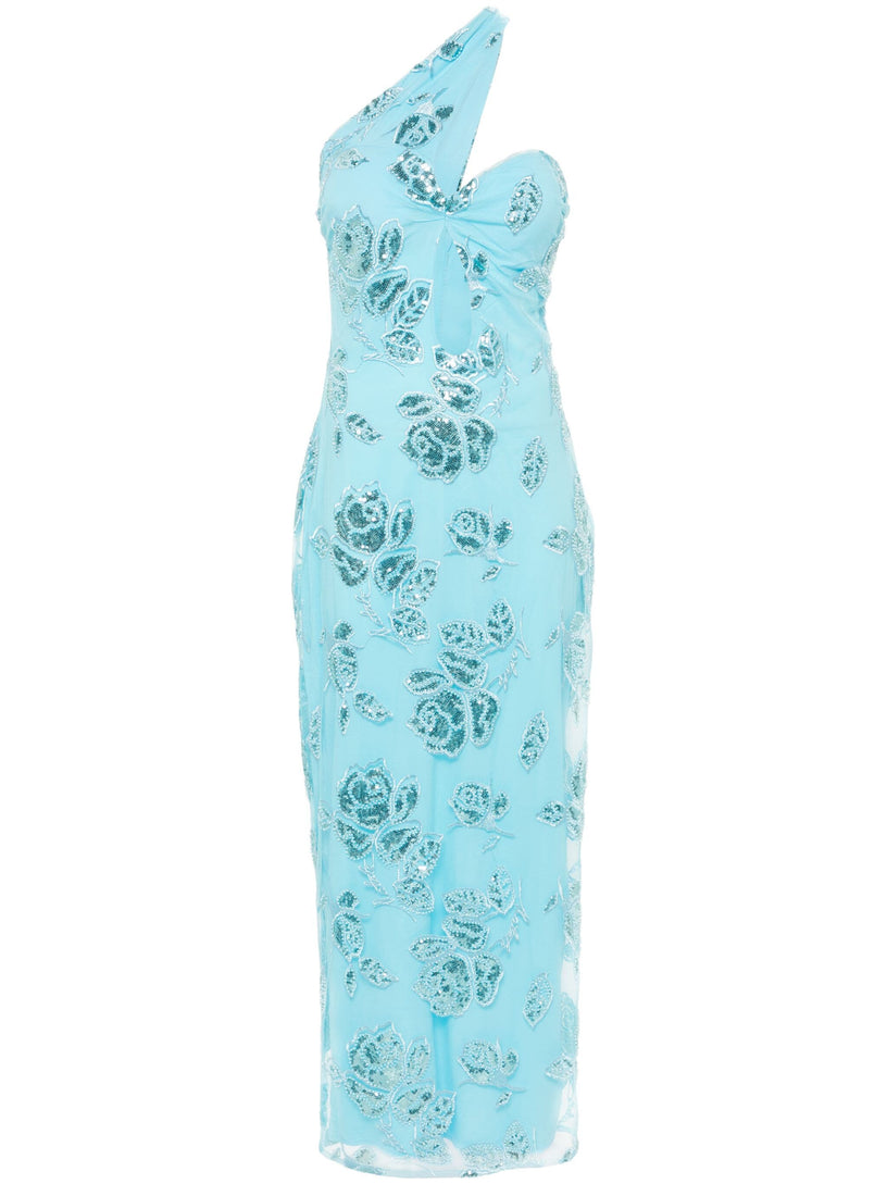 ROTATE Floral-beads midi dress