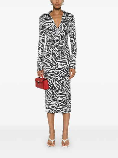 Sequins midi shirt dress zebra print