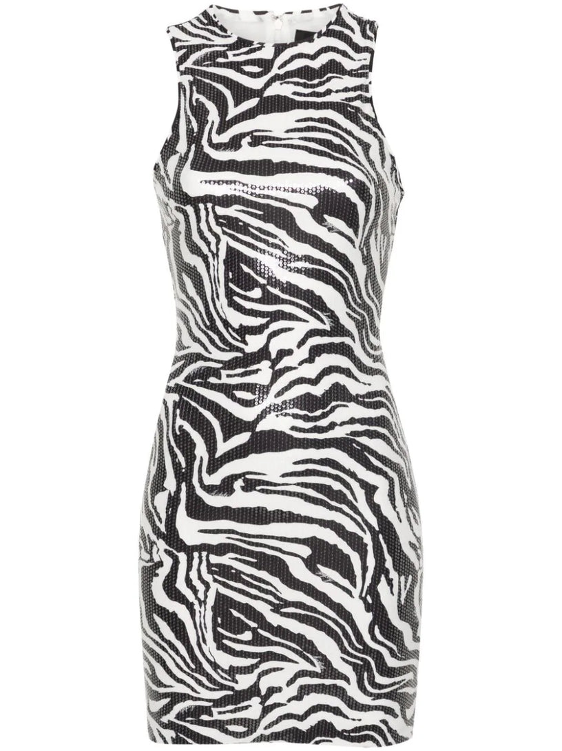 ROTATE Sequins sleeveless dress zebra print