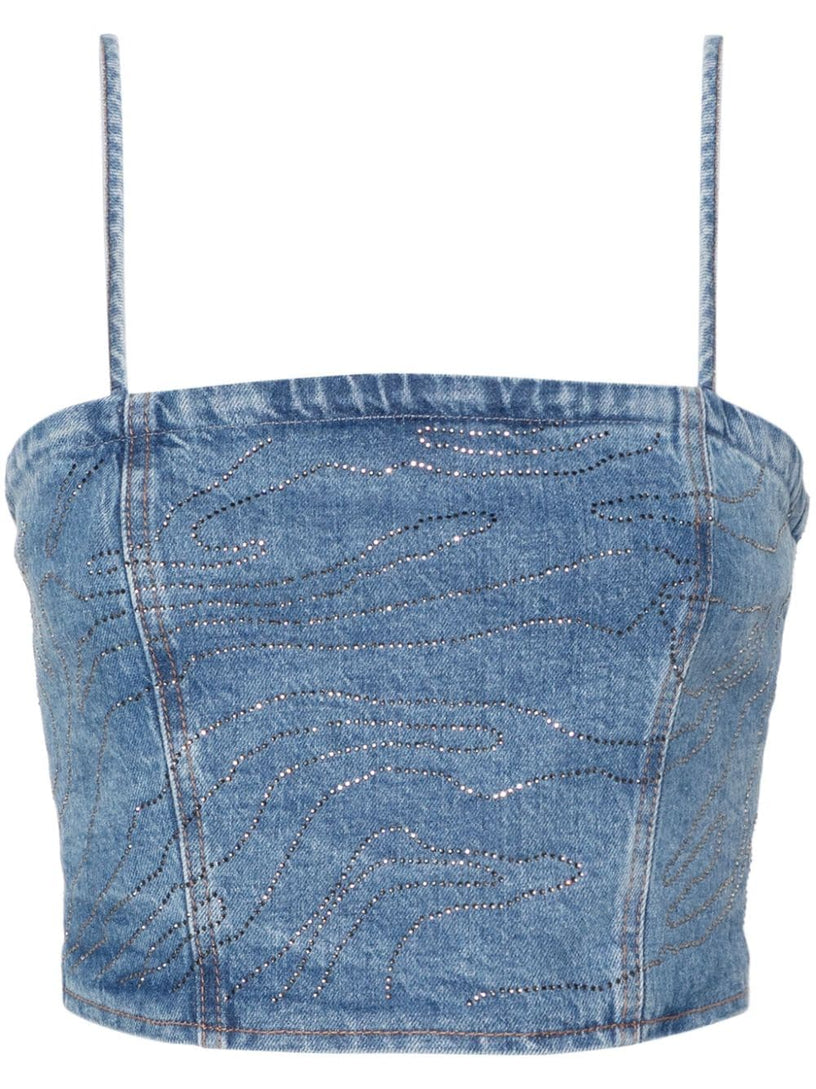 ROTATE Rhinestone denim top