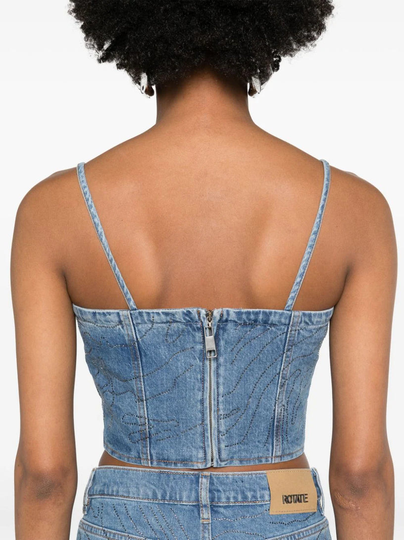 Rhinestone denim top