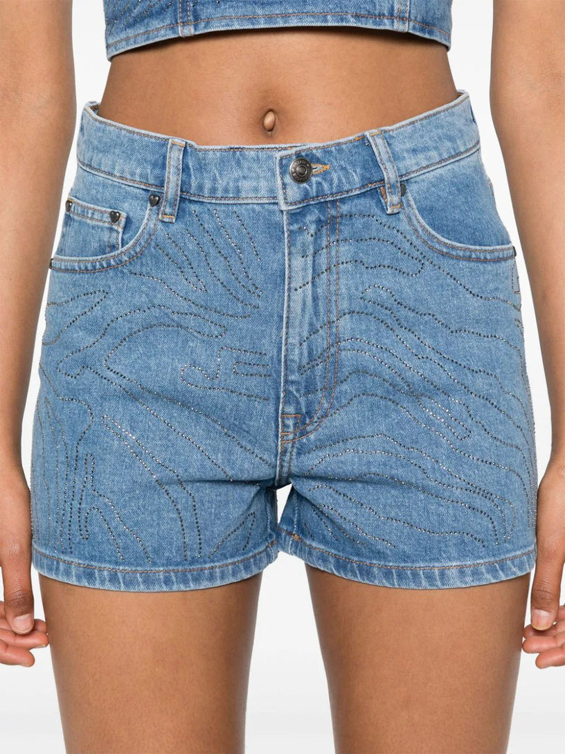 Rhinestone denim shorts