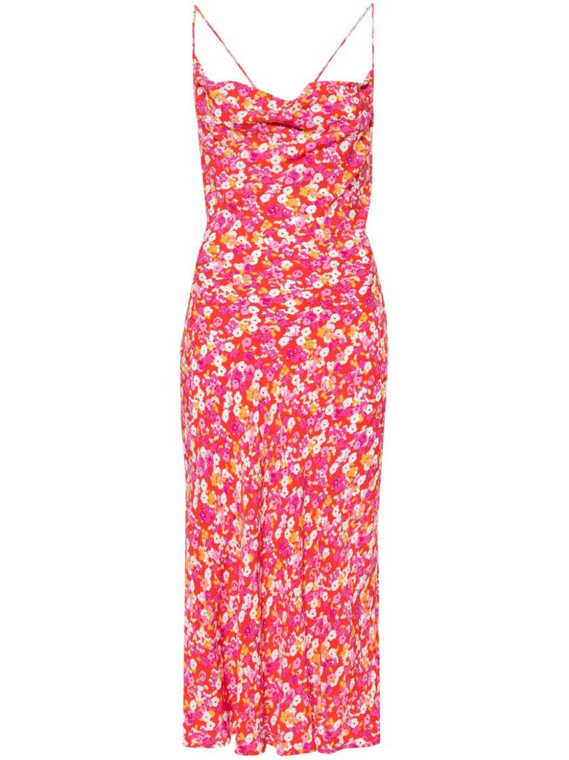 ROTATE Jacquard midi strap dress