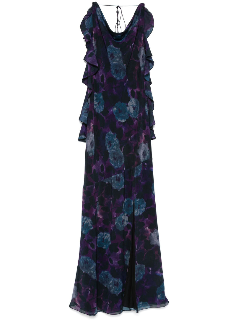 ROTATE Chiffon ruffle maxi dress