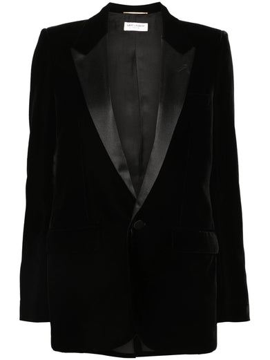 Single-breasted velvet tuxedo jacket