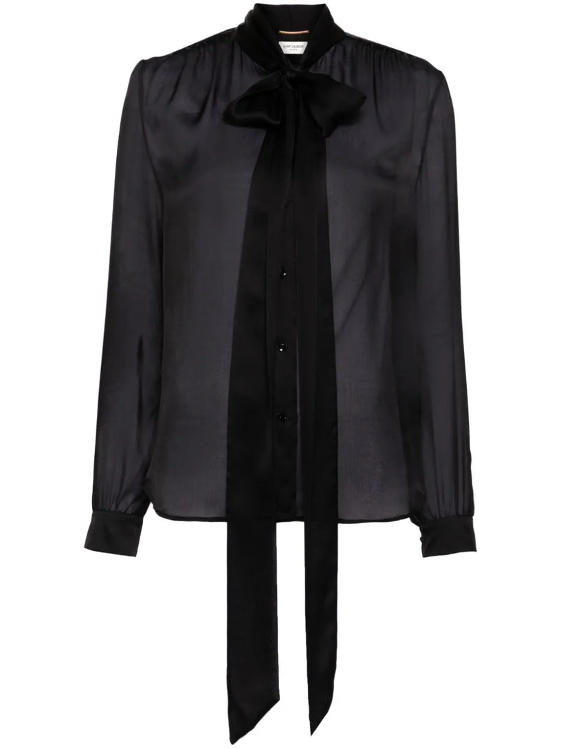 Saint Laurent Shirt with lavallière collar in silk