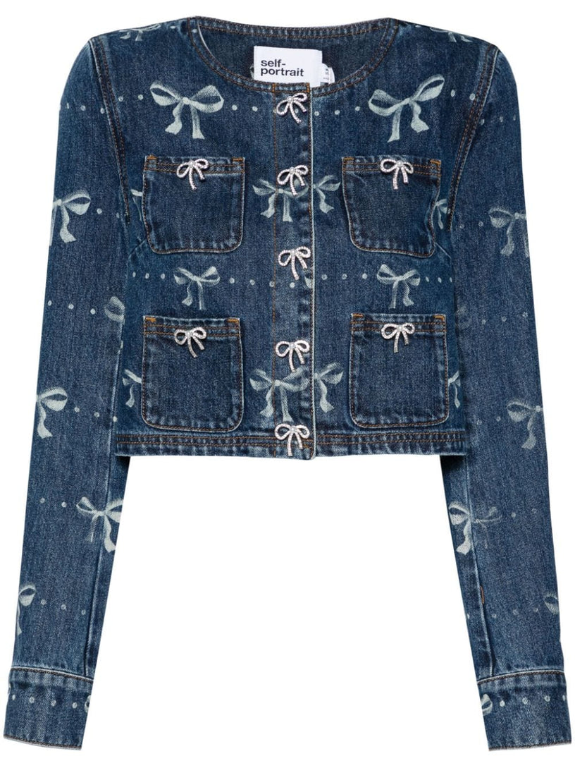 SELF PORTRAIT Bow denim jacket