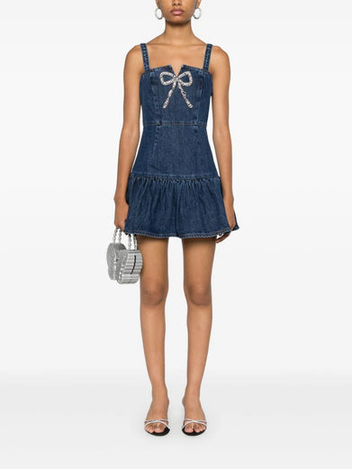 Bow denim mini dress