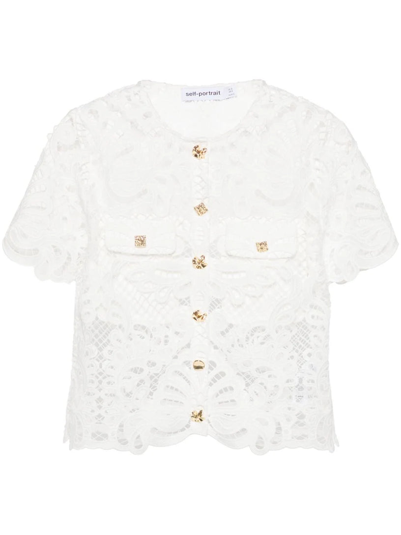 White guipure lace top