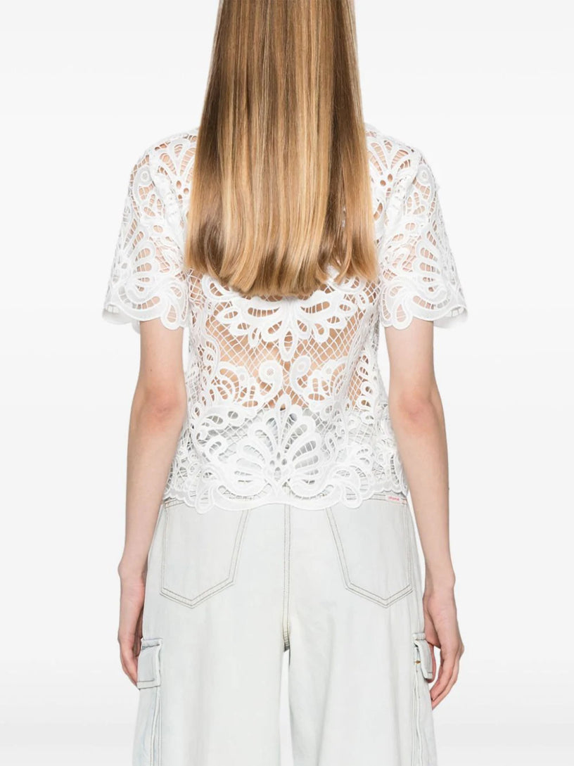 White guipure lace top